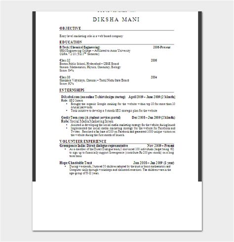 Because most candidates create their resume using a chronological format that focuses on their relevant experience, freshers need a different format that focuses on their strengths while. Fresher Resume Template | 50+ Free Samples & Examples (Word, PDF)