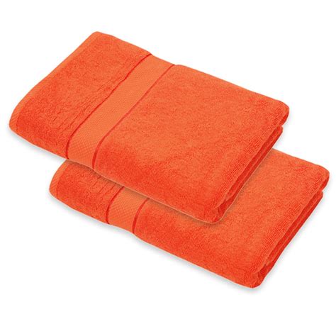 Orange Towel Set Of 2 100 Cotton 27 X 56 Gsm 620