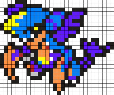 445 Mega Garchomp Perler Bead Pattern Bead Sprite Pokemon Bead