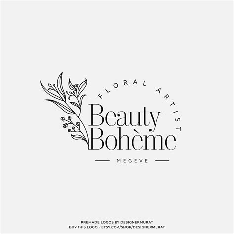 Premade Flower Bouquet Logo Design Template Feminine Logo Etsy