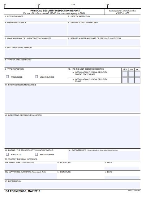 Fillable Da Form 2806 1 R Printable Forms Free Online