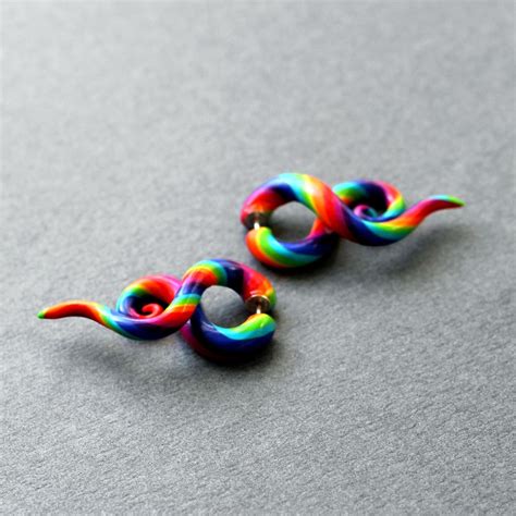 Fake Gauge Earrings Fake Gauges Rainbow Earrings Multicolor Etsy