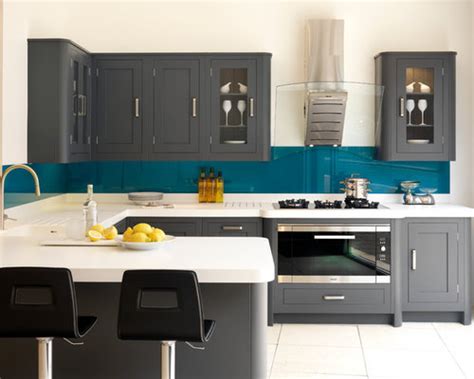 What kind of glass is used in subway backsplash? Grey Blue Backsplash | Houzz