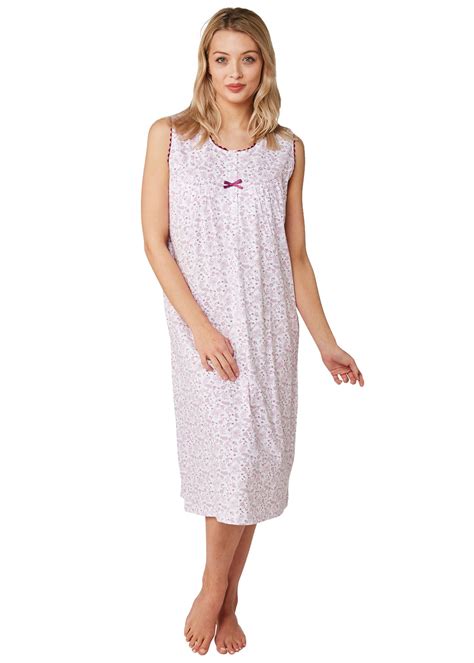 lady olga sleeveless nightie 100 cotton nightdress blue or pink uk size 8 26 ebay