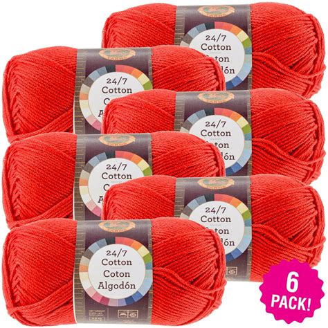 Lion Brand 247 Cotton Yarn Red Multipack Of 6