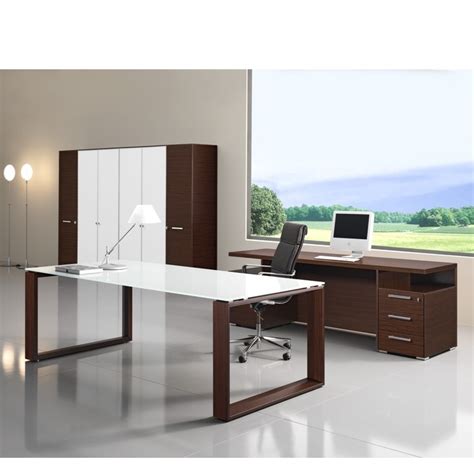 Neatly holds files and supplies or collectibles to inspire productivity. Arche Executive Desk Glass Top | Allard Office Furniture
