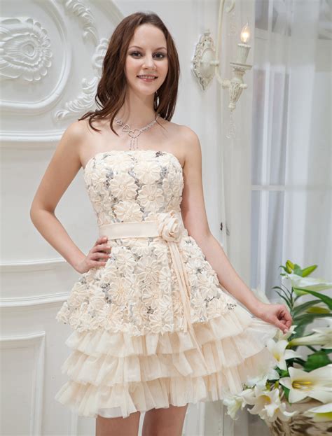 Strapless Knee Length Prom Dress