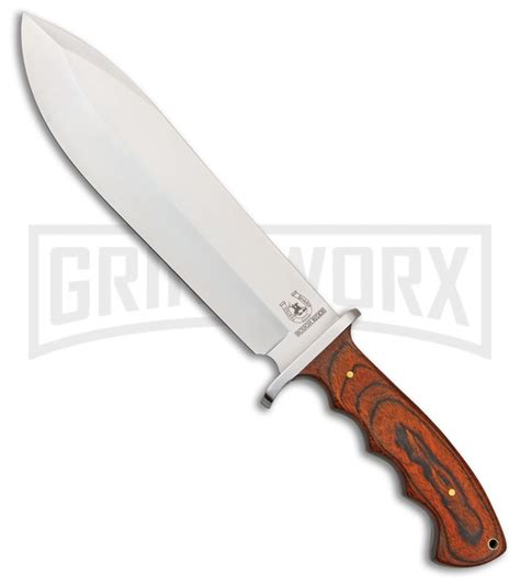Rough Rider Bowie Wood Fixed Blade Knife Satin Plain Grindworx
