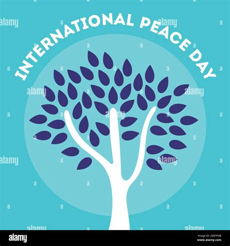 International Day Of Peace Lettering With Tree Plant Vector