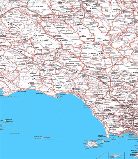 Campania is a region of southern italy. Italymap - ITALY ROAD MAP - LAZIO e CAMPANIA- mappa stradale