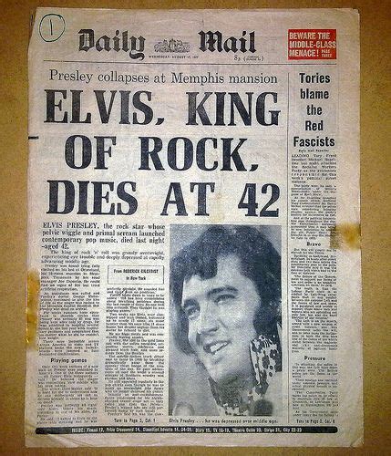 Elvis Presley Death Newspaper From August 17 Vintage Memphis Newspaper