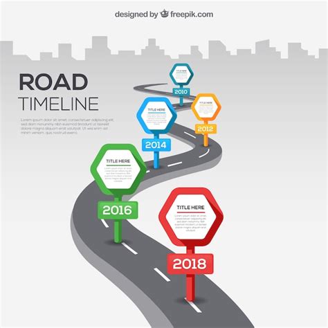 Premium Vector Infographic Timeline Concept With Road
