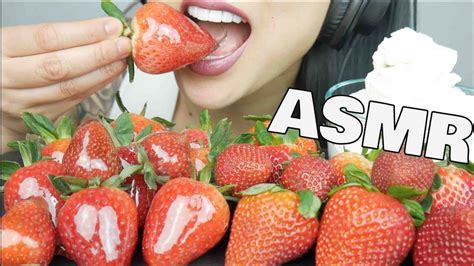 Asmr Candied Fresh Strawberry Whipped Cream Crackling Crunch Eating Sounds No Talking Sas