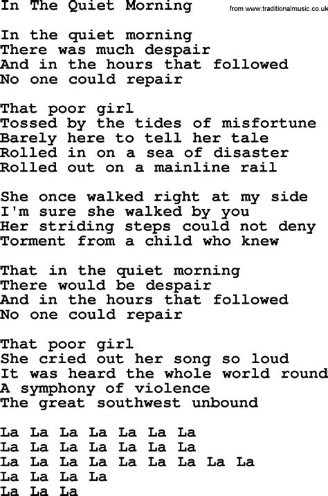 Joan Baez Song In The Quiet Morning Lyrics