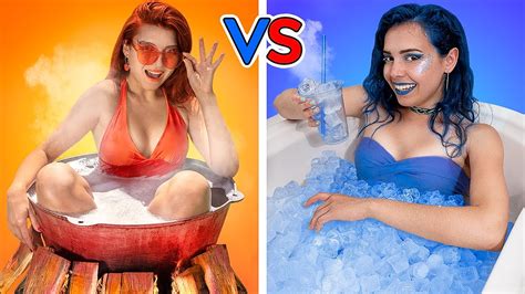 Desafío De Caliente Vs Frío Chica Ardiente Vs Chica Helada Youtube