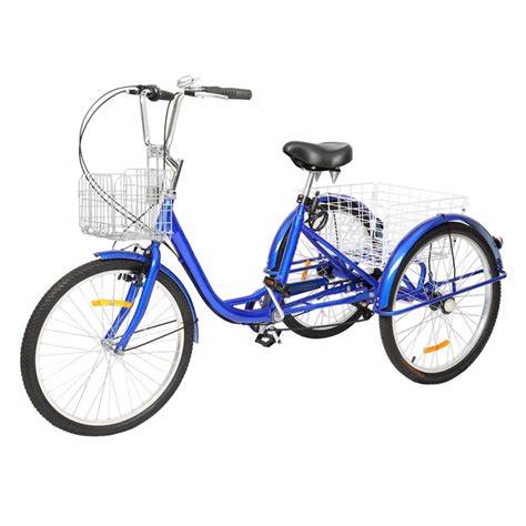 Samyohome Adult Tricycle Three Wheel Cruiser Bike Blue 26 Wheels