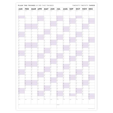 Giant 2023 Wall Calendar Vertical With Purple Weekends Plan The Things