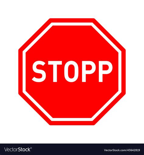 Red German Stop Sign Traffic Regulatory Warning Vector Image