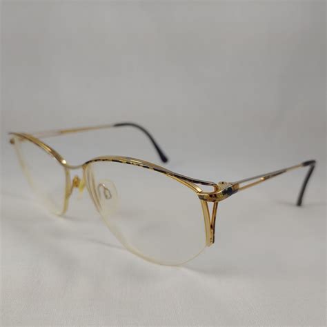 Vintage Tura 80s Eyeglass Frames Metal Half Rim Gold Black Etsy