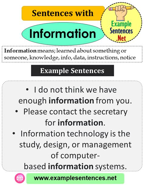 Sentences With Information Definition And Example Sentences Example
