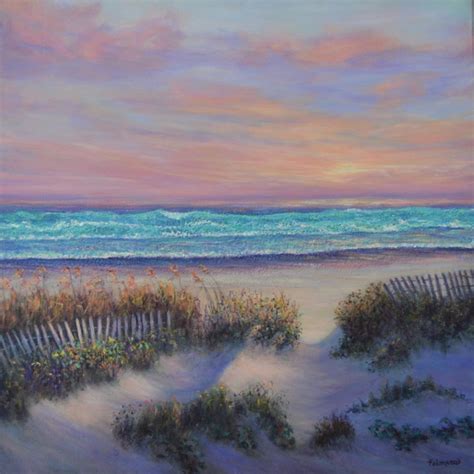 Sunrise Coastal Painting With Beach Sand Dunes Coastal Art By Amber