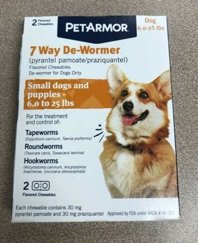 Petarmor 7 Way De Wormer Small Dogs And Puppies 6 25lbs 2 Tablets Exp 04