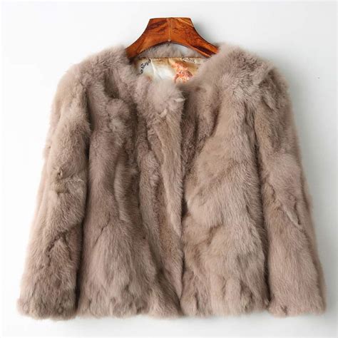 genuine full pelt fur jacket women s design rabbit fur coat natural wholeskin fur coat o neck