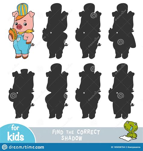 Find The Correct Shadow Education Game For Children Pig With A