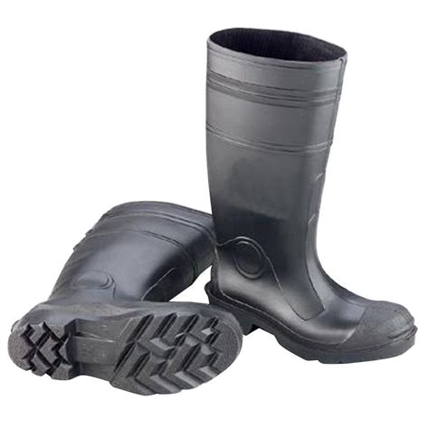 Enguard Mens Size 12 Black Pvc Plain Toe Waterproof Rain Boots Egpt 12