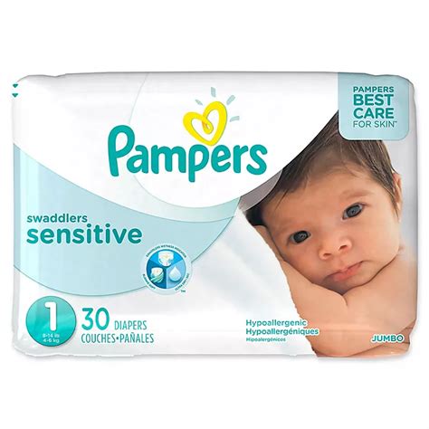 Pampers Swaddlers Sensitive 30 Count Size 1 Jumbo Pack Diapers