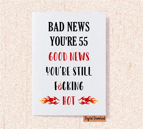 Printable Funny 55th Birthday Card For Her Sarcastic Birthday Etsy