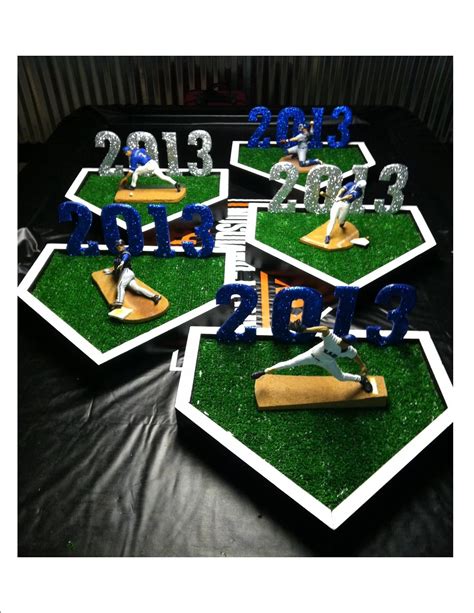 baseball table centerpieces i made for graduation party each figure was personalized with his