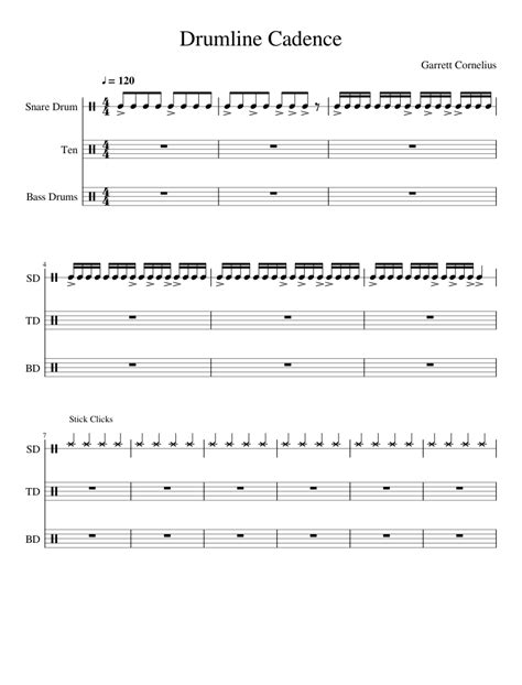 Drumline Cadence Sheet Music For Percussion Download Free In Pdf Or Midi