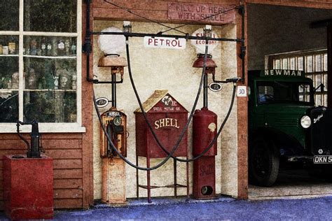 Old Time Gas Station By Digital Art Cafe Gas Station Old Gas