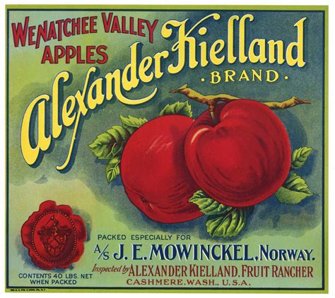 Alexander Kielland Brand Vintage Washington Apple Crate Label Thelabelman