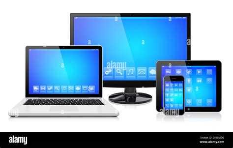 Computer Monitor Laptop Tablet Pc And Mobile Smartphone With A Blue