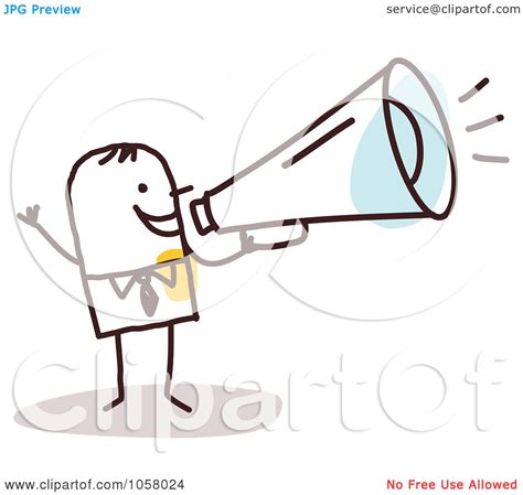 Royalty-Free Vector Clip Art Illustration of a Stick Businessman Announcing by NL shop #1058024