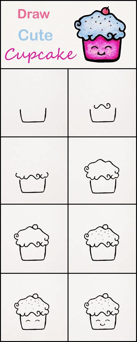 Learn How To Draw A Cute Cupcake Step By Step ♥ Very Simple Tutorial