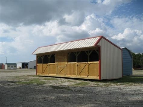 Each end needs another awning panel installed and the wood mitered up to the top on the ends. Loafing shed with stalls | Carports | Pinterest | Sheds and Stalls