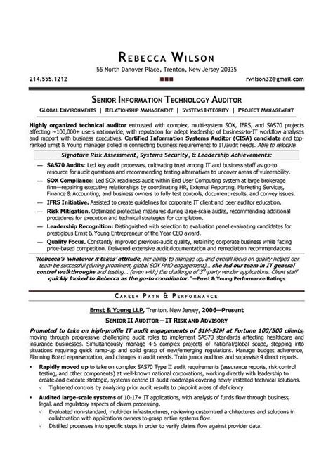 Oversaw and planned the work of two to three staff auditors, providing. Senior IT Auditor - Compliance Sample Resume - Resume ...