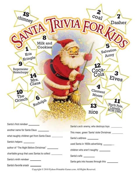 Christmas Santa Claus Trivia For Kids Catalogslister