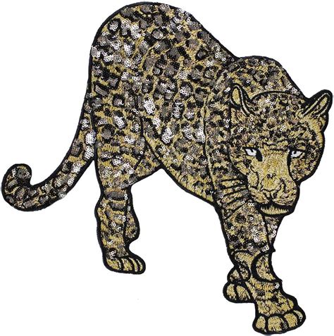 Emdomo Sequin Leopard Patch Sew On Jacket Back Amazonde Home And Kitchen