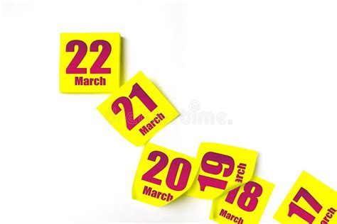 March 22nd Day 22 Of Month Calendar Date Many Yellow Sheet Of The