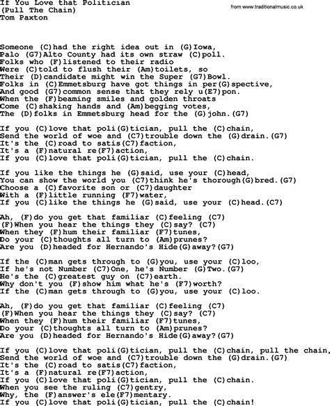 If You Love That Politician By Tom Paxton Lyrics And Chords