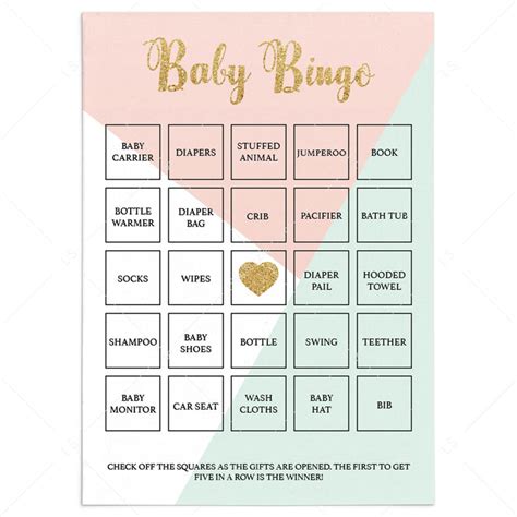 Printable Baby Bingo Games Blank Cards Prefilled And Editable Pdf