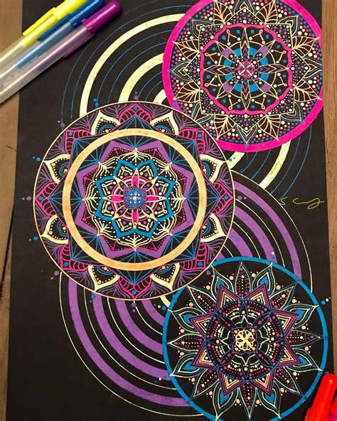 Neon ️ Drawings Doodle Coloring Mandala Drawing