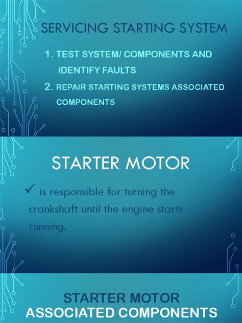 Servicing Starting System Test System Components And Identify Faults
