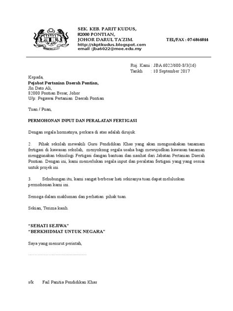 Surat kiriman rasmi tidak sama dengan surat kiriman tidak rasmi. Surat Permohonan Bantuan - Guru Paud