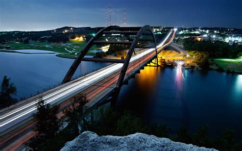 Pennybacker Bridge Austin City Cityscape Night 4000x2500 Wallpaper