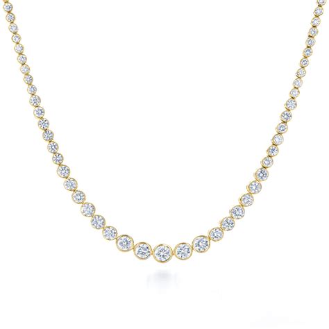 Riviera Line Necklace With Bezel Set Graduated Diamonds In 18k Yellow